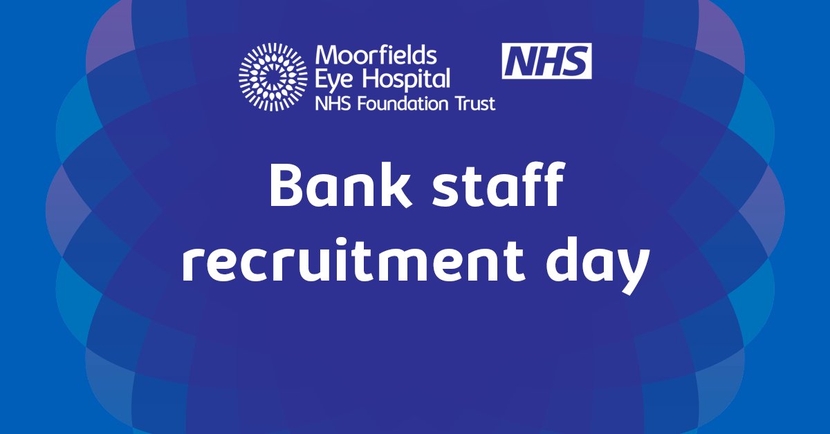 The Moorfields Bank Partners team is recruiting nurses, allied health professionals, & administration staff to join Moorfields staffing bank. Come and meet us tomorrow, Thursday 11 April, 10am - 3pm, at at Northwick Park Hospital, Trust Main reception, opposite to Adams Apple.