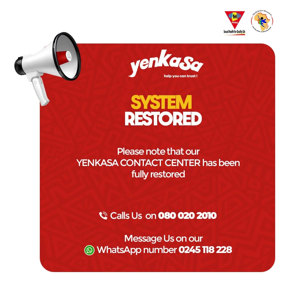 We are happy to announce, that our YENKASA CONTACT CENTER is fully restored. Call us toll free on 0800202010. HELP YOU CAN TRUST!