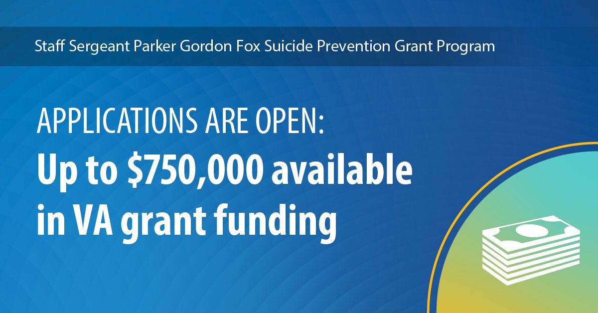 Applications are open for community-based organizations providing #suicideprevention services to Veterans. Deadline to apply is April 26 at 11:59 p.m. ET. Get started today: MentalHealth.VA.gov/ssgfox-grants.