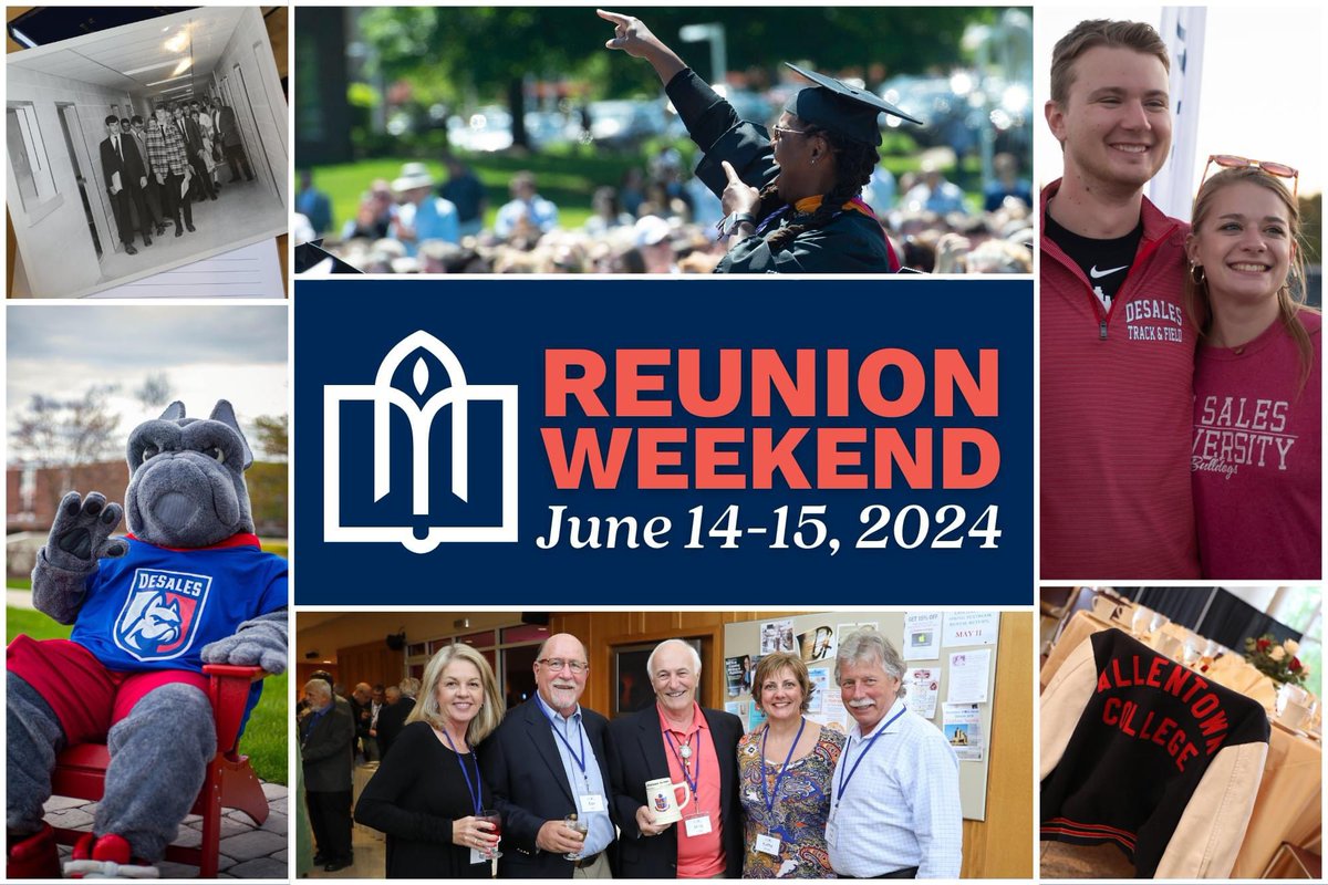 DeSalesAlumni's tweet photo. 🎉 We are thrilled to invite alumni celebrating their milestone reunions to join us on campus for our inaugural 𝐑𝐞𝐮𝐧𝐢𝐨𝐧 𝐖𝐞𝐞𝐤𝐞𝐧𝐝 on June 14-15, 2024! For the full itinerary and to register, visit https://t.co/kb1dM06xoY https://t.co/d1VyDN74tW