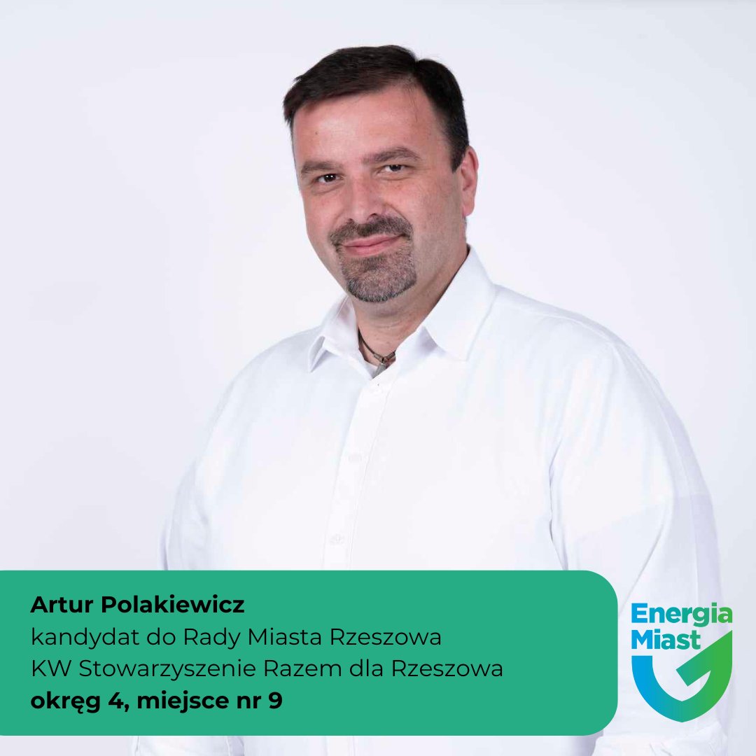 Nasza ekipa w Rzeszowie jest bardzo mocna, dziś polecamy Artur Polakiewicz - społecznik z krwi i kości, który pełni rolę pełnomocnika wyborczego KW Stowarzyszenie Razem dla Rzeszowa. Startuje na Radnego Miasta Rzeszowa z okręgu 4 listy numer 9 pozycja 9.