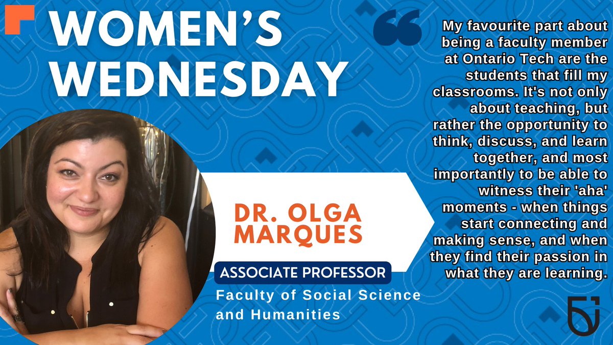 Welcome back to #WomensWednesday! Dr. Olga Marques is an Associate Professor in @OT_FSSH. She is currently working on an edited collection that focuses on Incarcerated Mothers. Read more: inclusive.ontariotechu.ca/women-in-resea… #WomenOfOntarioTech