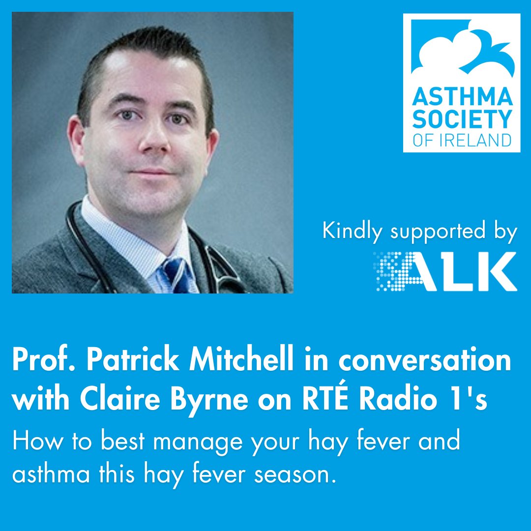 🩺Prof Patrick Mitchell, Respiratory Consultant Physician at Tallaght University Hospital & member of our Medical Advisory Group spoke to RTÉ Radio 1's With Claire Byrne about how to best manage your hay fever and asthma this hay fever season. Click here👉 bit.ly/HF-Nt-Pm