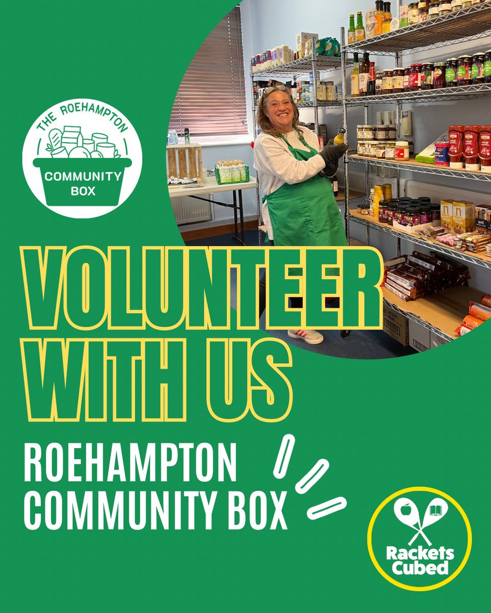 Be a part of a team that’s provided over 1.7 MILLION meals to local people in Roehampton We feed up to 600 families per week and we NEED your help to keep supporting people experiencing food insecurity Email us to hear more about how you can help 📥 contact@racketscubed.com