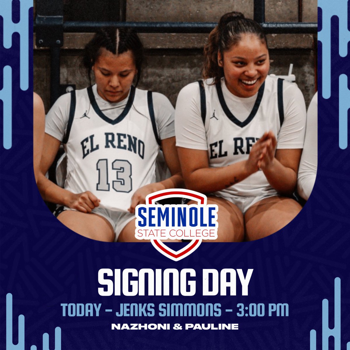 TODAY is SIGNING DAY for these two seniors!! Come out to Jenks Simmons today at 3 pm to celebrate these young ladies! We are so excited for Nazhoni and Pauline. We know you ladies will kill it at the next level! @paulinee_bh @nazhonisleeper #Goddid #statechamps
