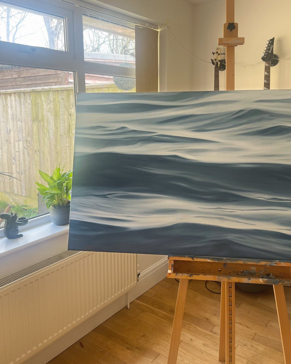 Nearly finished this 30 x 60” commissioned ocean oil painting 🤍