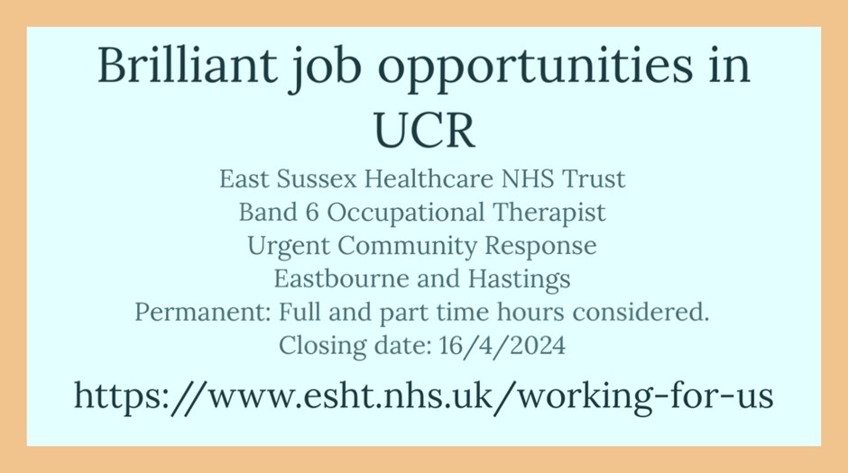 Great job opportunities in both Eastbourne and Hastings Urgent Community Response Teams