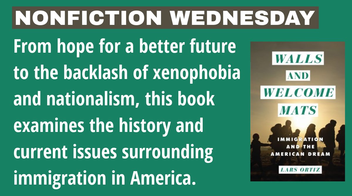 Nonfiction: Walls and Welcome Mats by Lars Ortiz is “an inviting, thorough, and accessible introduction to an important and perpetually relevant topic.” Check it out today. #WeAreMehlville @Mehlville_HS