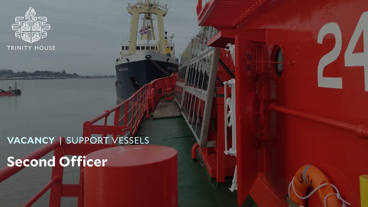 We have a #vacancy on our support vessels for a Second Officer, joining our excellent ships' teams on a 3 weeks on, 3 weeks off rotation to help carry out our vital services at sea trinityhouse.co.uk/vacancies