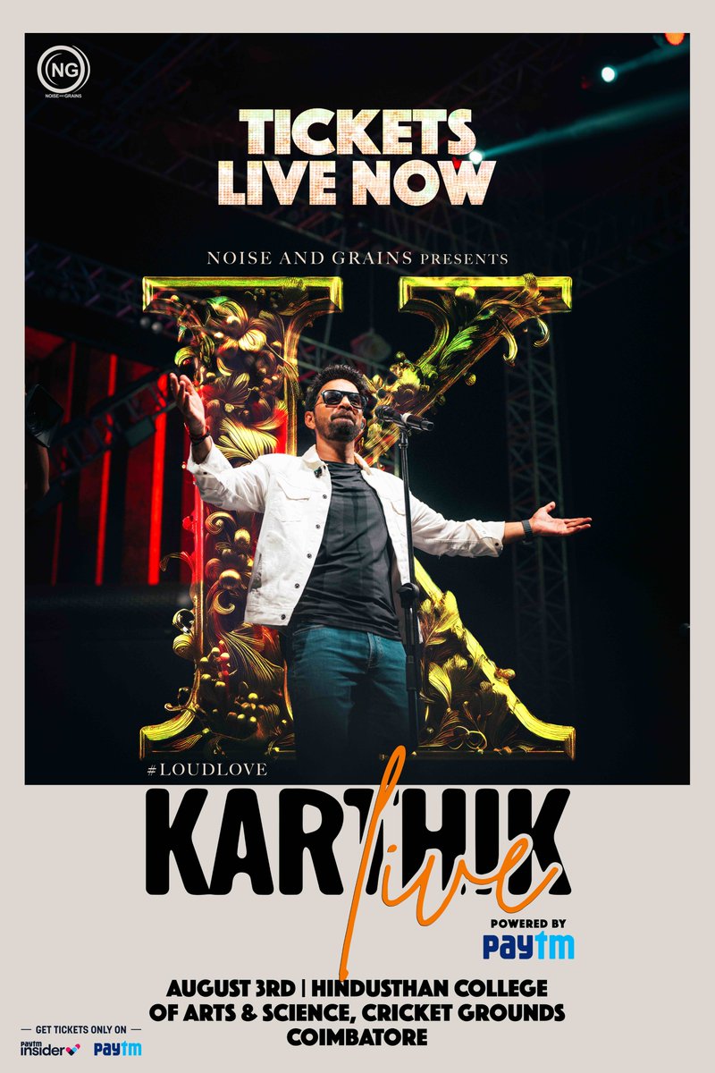 Mr. K is much excited to meet you all!! ❤️ The tickets are out now!! 🤩 Go grab them 🔜 “Karthik Live In Concert! “🎤 🗓️ 6/7/2024 📍YMCA Nandanam, Chennai 🗓️ 20/7/2024📍Velammal Global Campus, Otthakadai, Madurai 🗓️ 3/8/2024 📍Hindusthan College of Arts and Science, Cricket…