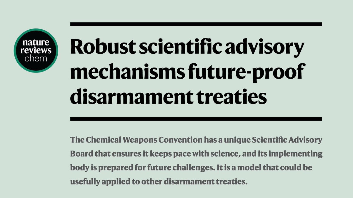 🆕 The OPCW Scientific Advisory Board exemplifies the gold standard for advisory mechanisms, writes OPCW's science policy team for @NatRevChem. Read the full article: nature.com/articles/s4157… Article highlights ⬇️ 👩🏿‍🔬 Broad scientific expertise SAB members are experts from…