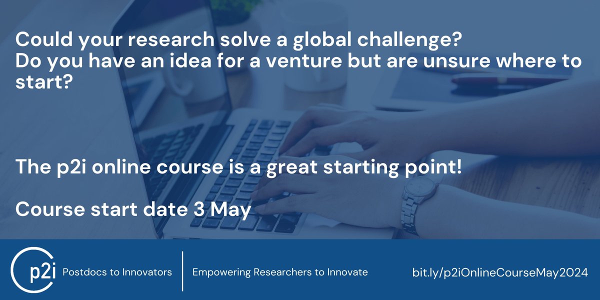 #Postdocs Are you curious about #innovation & #entrepreneurship? Ever thought of entering a business plan competition with your idea? Participate in the p2i online course & learn practical steps to turn your idea into a business venture! Apply here: bit.ly/p2iOnlineCours…