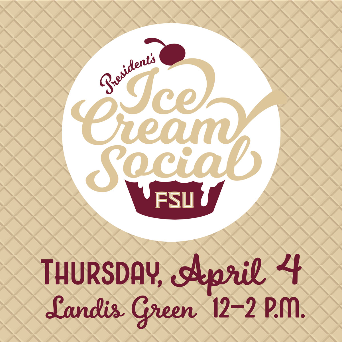 We all scream for ice cream! President Richard McCullough and First Lady Jai Vartikar invites you to the 2024 President’s Ice Cream Social tomorrow, Thursday, April 4, from 12-2 PM on Landis Green.