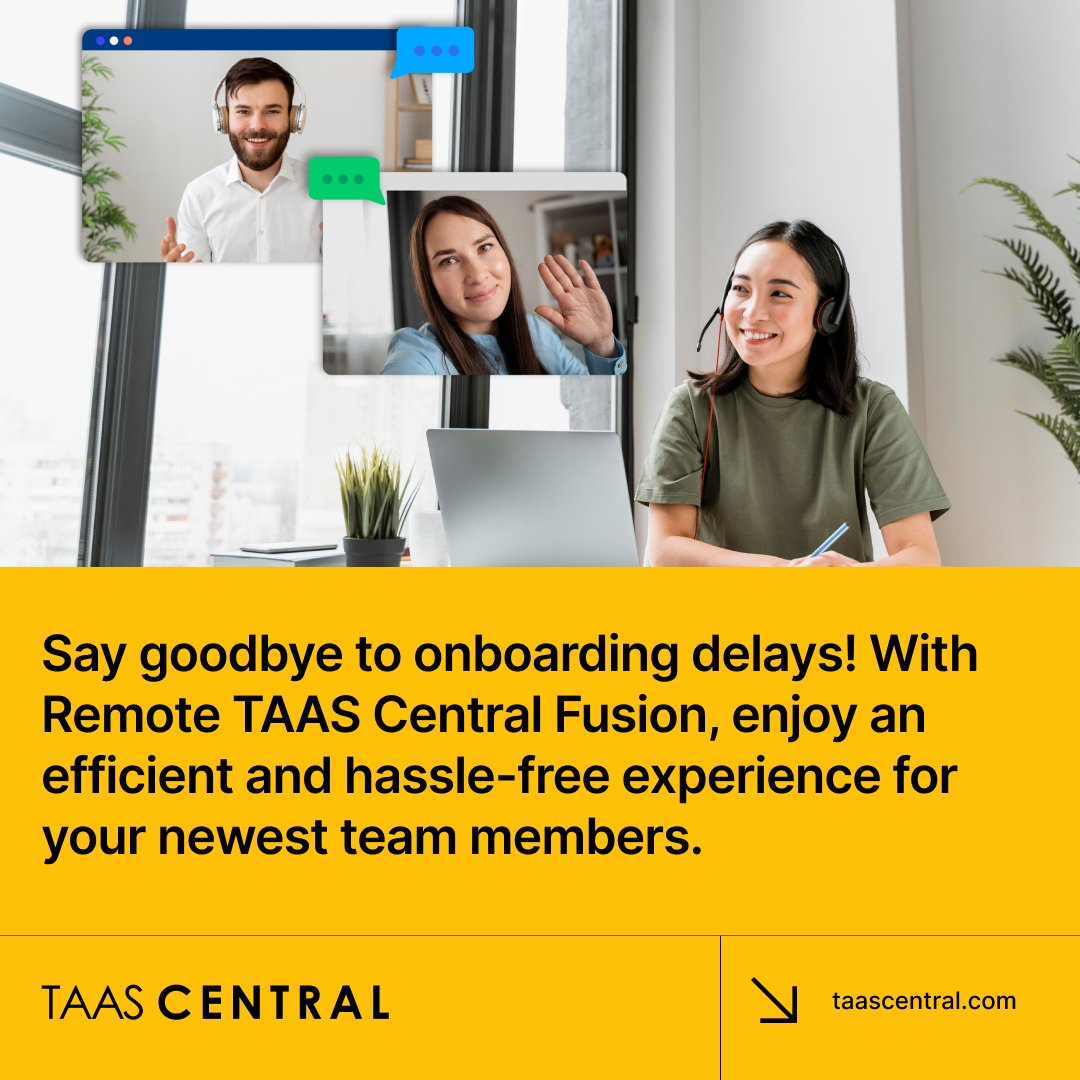 Tired of onboarding delays? With Remote TAAS Central Fusion, say hello to a hassle-free experience that prioritizes efficiency and enhances the journey for your newest team members. #EfficientOnboarding #RemoteTAAS