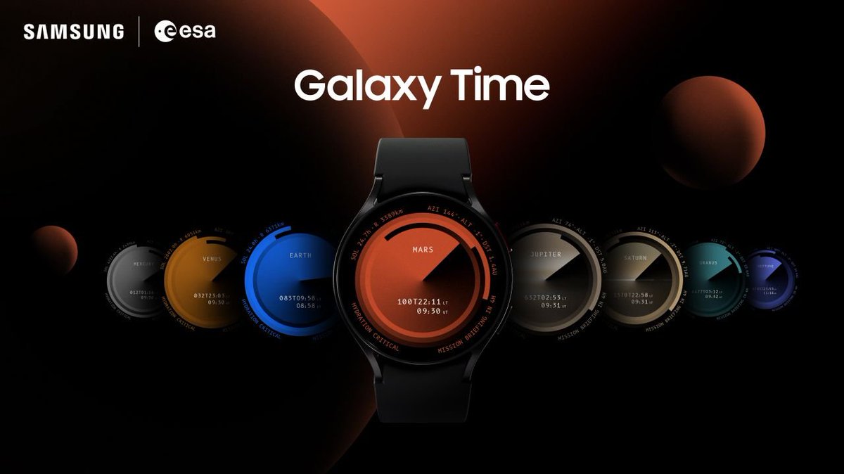MaxJmb's tweet photo. Samsung and ESA launch the first watch face showcasing a planetary time system for all eight planets in our solar system 🪐✨

The watch face is available for all Galaxy Watch models with WearOS. Available on the PlayStore: https://t.co/P8n6OFIVVo https://t.co/R7ZltGqPKF