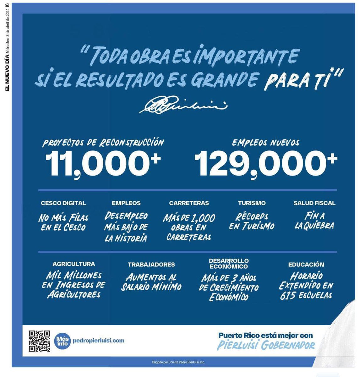 Mientras otros critican, ¡Pedro Pierluisi TRABAJA! Por eso es que Puerto Rico está mejor con Pierluisi Gobernador. 
#NotiPNP
