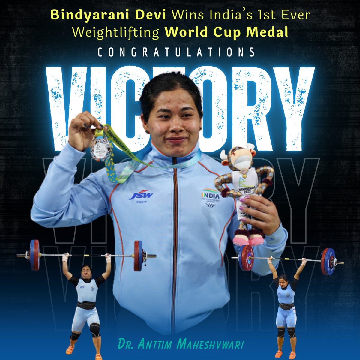 Incredible achievement! 🥈🇮🇳 #BindyaraniDevi brings home the silver in the women's 55kg category at the Asian Weightlifting Championships 2023 in Jinju, South Korea. A proud moment for India! #AsianWeightliftingChampionships #SilverMedal #ProudMoment