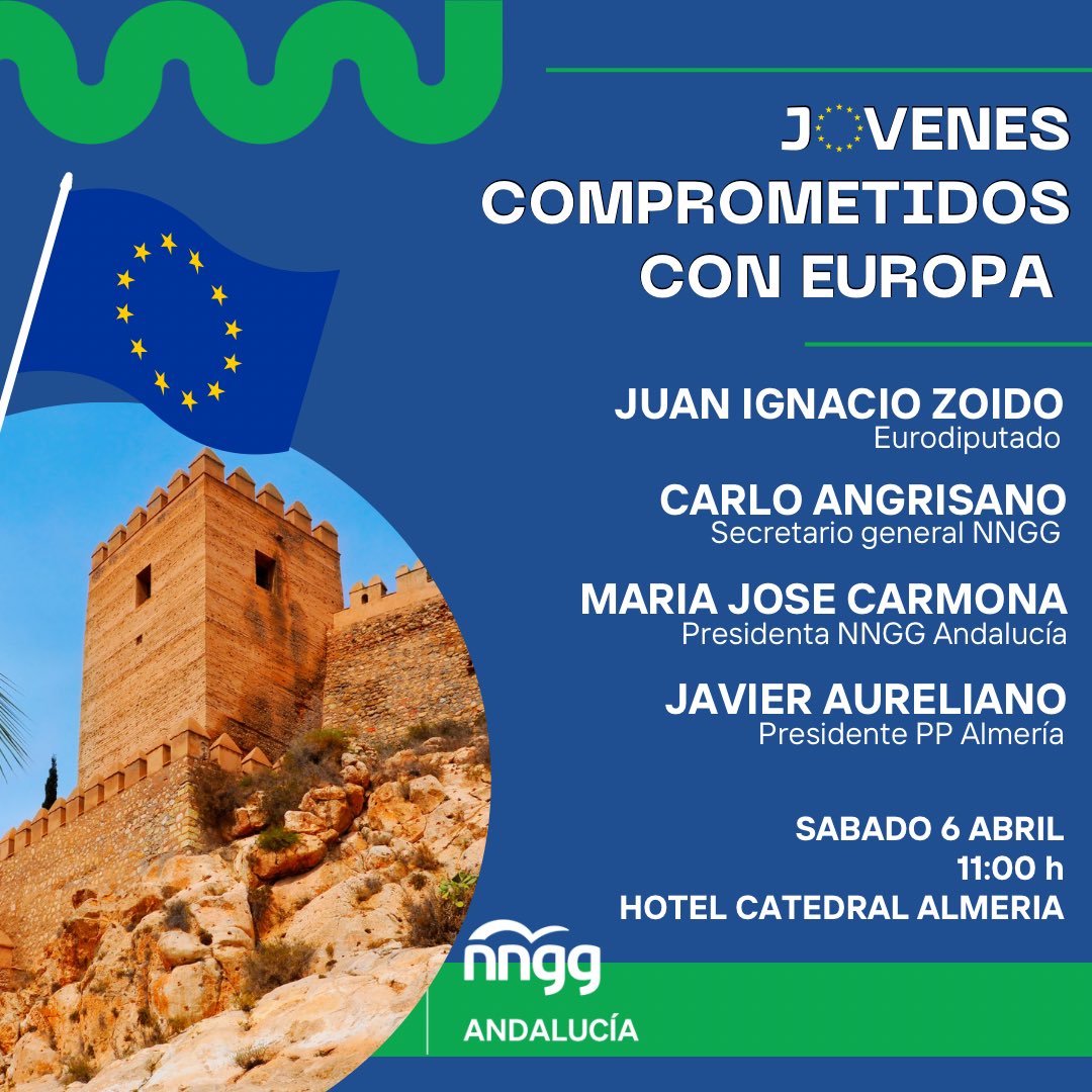 Jóvenes comprometidos con Europa🇪🇺 😉 Te esperamos este sábado a las 11h en el Hotel Catedral Almería.