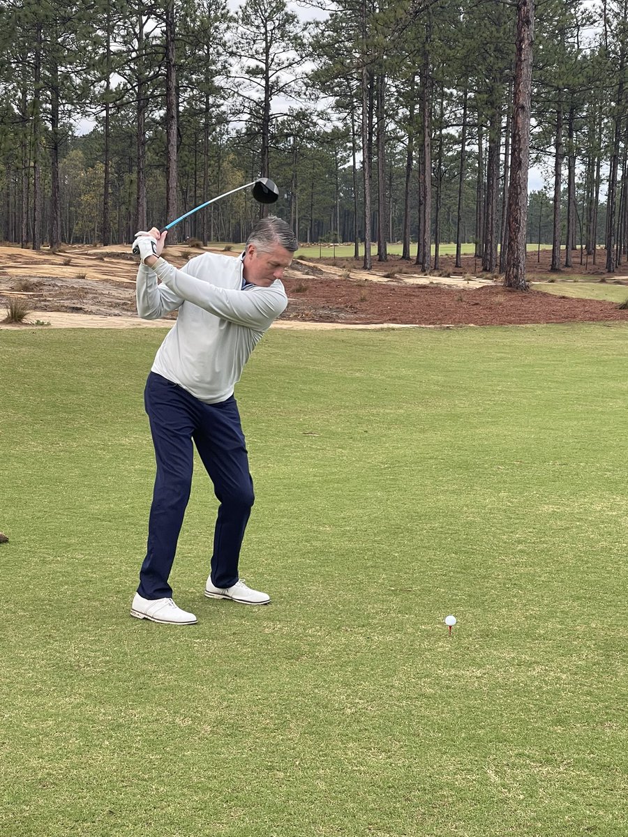 homeofusagolf's tweet photo. It’s official! Pinehurst No. 10 is now open! Tom Doak’s newest creation revealed and newest course @PinehurstResort in three decades! Opening tee shots struck by resort owner Bob Dedman, Jr., president Tom Pashley and superintendent Kevin Robinson. Well done! @VisitNC @CGAgolf1909