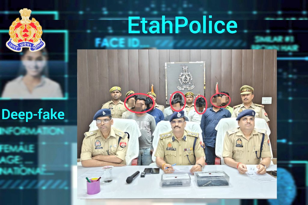 Etahpolice's tweet photo. एटा - डीप-फेक मामले में जलेसर पुलिस की बड़ी कार्यवाही, आठ शातिर युवक चढ़े पुलिस के हत्थे, महिला का डीप-फेक वीडियो बनाकर किया था टेलीग्राम पर वायरल, पंजाब निवासी एडमिन सहित आठ पर हुई कार्यवाही।
#UPPolice https://t.co/6F56HJ65y3