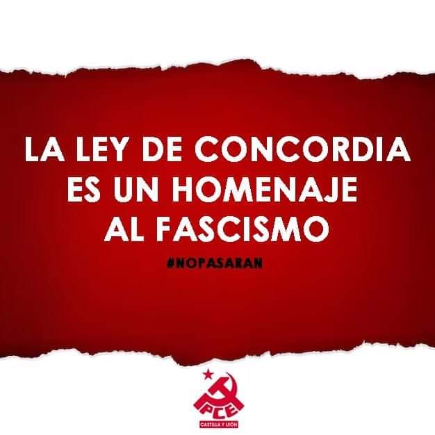 📝 Desde el #PCE  criticamos la Ley de Concordia de Castilla y León.

🔴Mañueco y Gallardo equiparan a las víctimas con sus verdugos.

❌Fascismo nunca más.

cyl.pce.es/la-ley-de-conc…

#castillayleon #cyl #fascismo #nopasaran #mañueco #gallardo #leydeconcordia