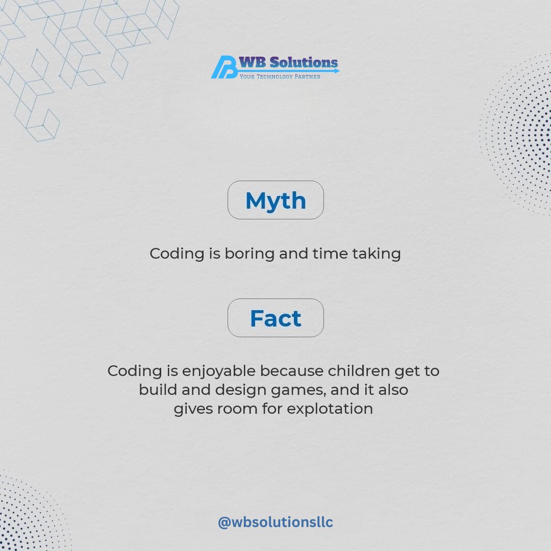 wbsolutionsllc's tweet image. 𝐋𝐞𝐭'𝐬 𝐝𝐞𝐛𝐮𝐧𝐤 𝐭𝐡𝐞 𝐦𝐲𝐭𝐡! 🚀
#CodingMyths #TechForKids #CreativityUnleashed #InnovationJourney #CodingFun #STEMeducation #DigitalSkills #FutureLeaders #EmpowerYouth #EdTech #TechLearning #GameDesign #LearningThroughPlay #CodingIsFun #fact