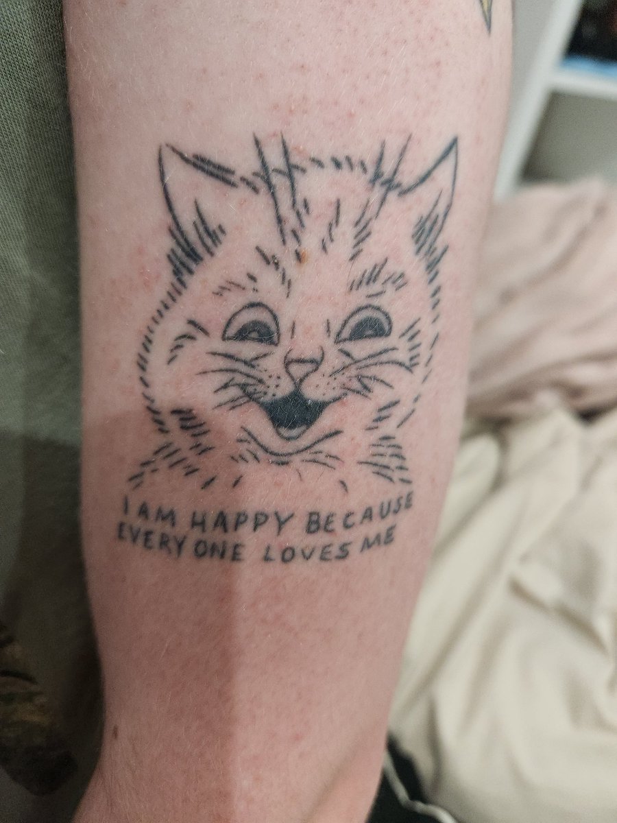 sircatticus's tweet photo. Anyway here's my louis wain tattoo im planning on getting more of his work on my body later down the line 😁😁😁 https://t.co/ePNqbzPNGH