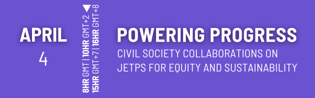 🛜📹Don't miss tomorrow's 'Powering Progress: Civil Society Collaborations on JETP for Equity and Sustainability' webinar. Tune in to hear from our dynamic panel of speakers as they unveil the groundbreaking “Global JETP Principles By Recipient Countries'🙌bit.ly/48ZClWS