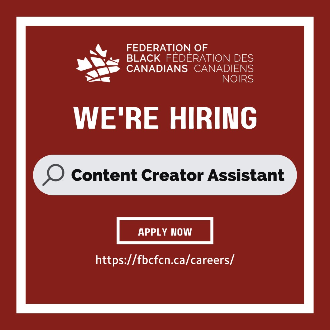 We're Hiring FBC is searching for a Content Creator Assistant to join our dynamic team! Click the link in bio to apply! ( fbcfcn.ca/careers/?utm_s… ) #FBC #ContentCreatorJobs #BlackCanadianContent #SocialMedia #Storytelling