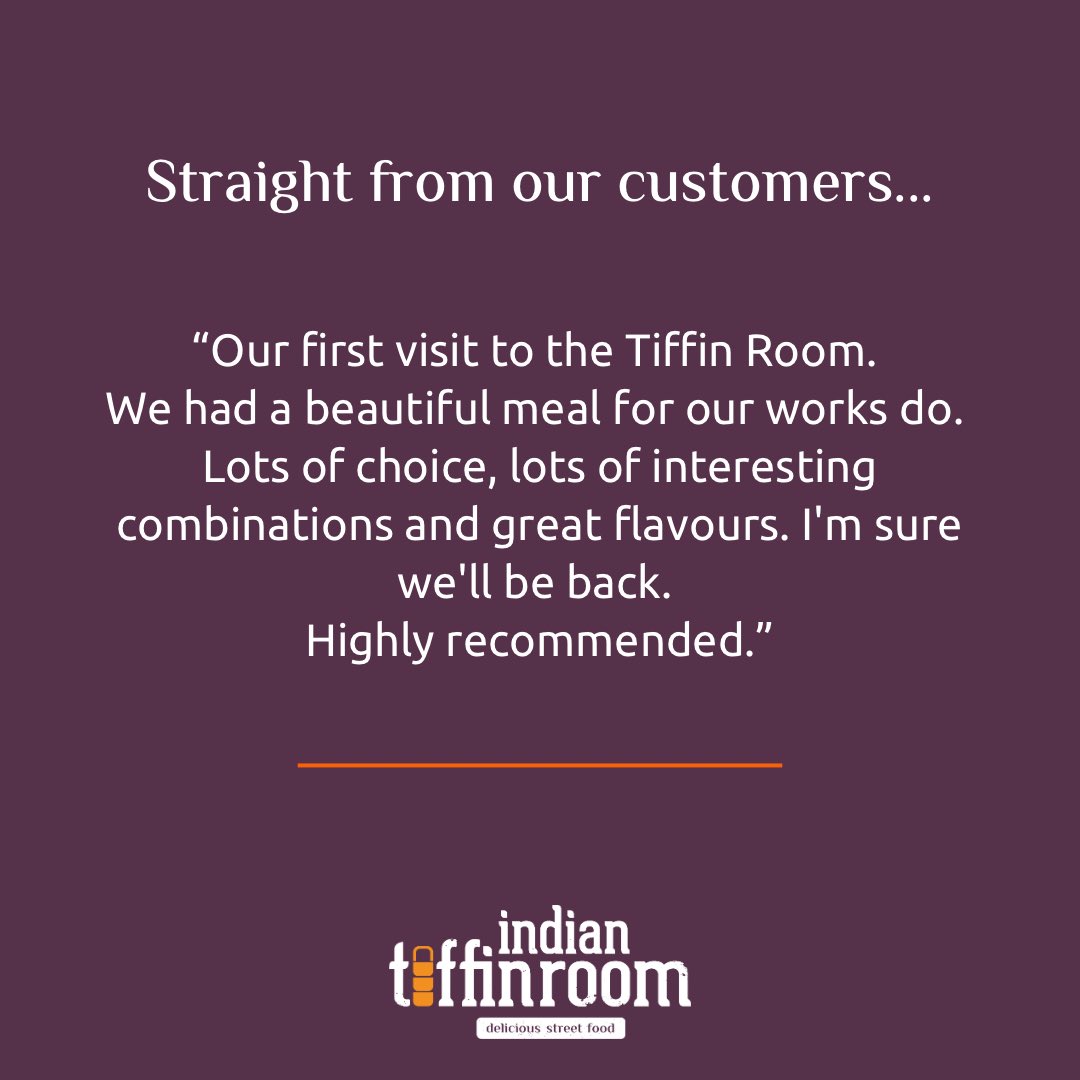 Getting feedback like this from our customers means a lot. Thanks for choosing Indian Tiffin
Room! ☺️
#customerfeedback #customercare
#teamwork