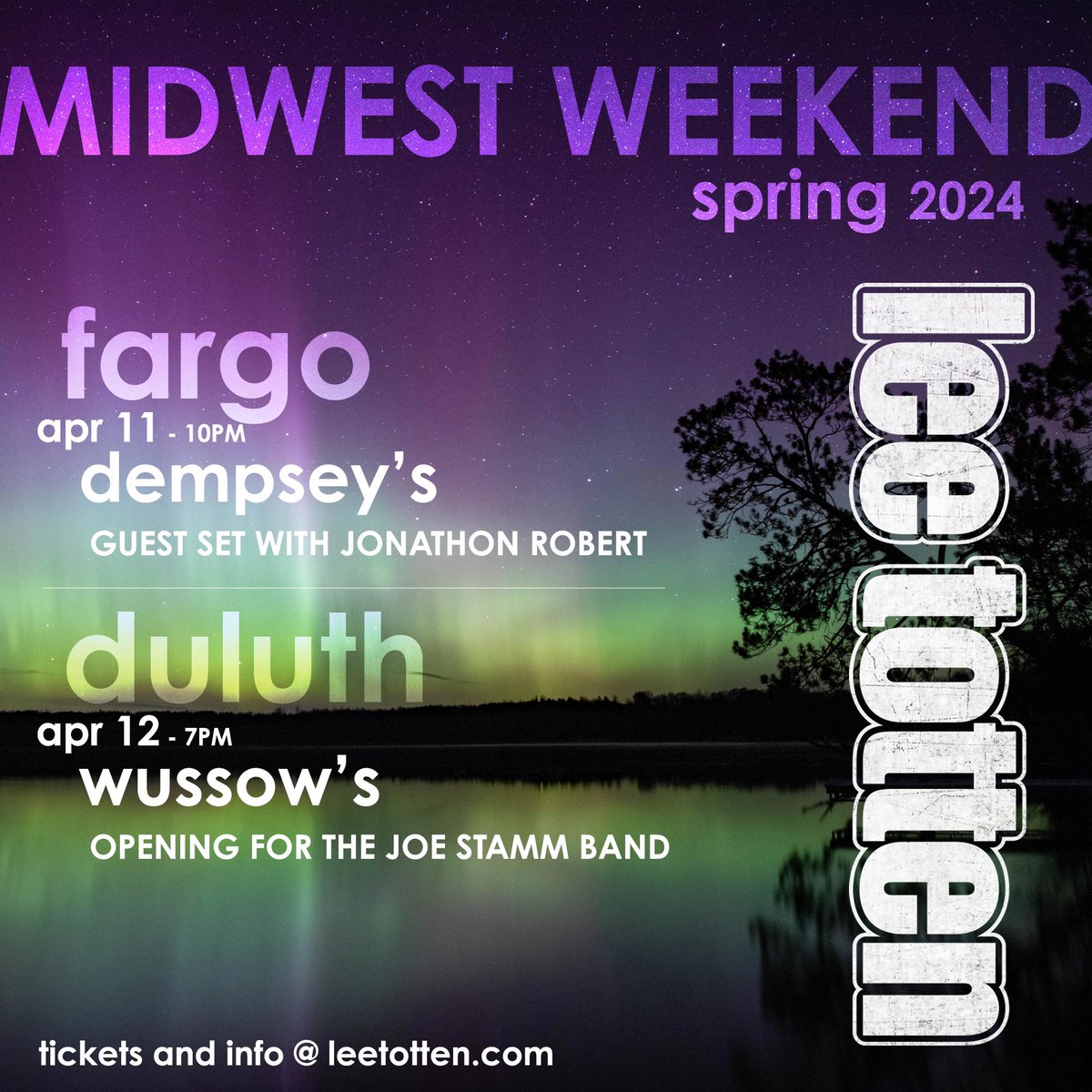 Lee Totten (@thejagerguy) on Twitter photo Midwest friends! Rolling your way next weekend! Thursday you can catch me performing a guest set at Dempseys in Fargo, and Friday in Duluth I’ll be at the iconic <a href="/wussows_coffee/">Wussow's Concert Cafe</a> opening for <a href="/JoeStammBand/">Joe Stamm Band</a> (fingers crossed Joe is well enough to be able to hobble on out!) Cant wait Midwest friends! Rolling your way next weekend! Thursday you can catch me performing a guest set at Dempseys in Fargo, and Friday in Duluth I’ll be at the iconic <a href="/wussows_coffee/">Wussow's Concert Cafe</a> opening for <a href="/JoeStammBand/">Joe Stamm Band</a> (fingers crossed Joe is well enough to be able to hobble on out!) Cant wait