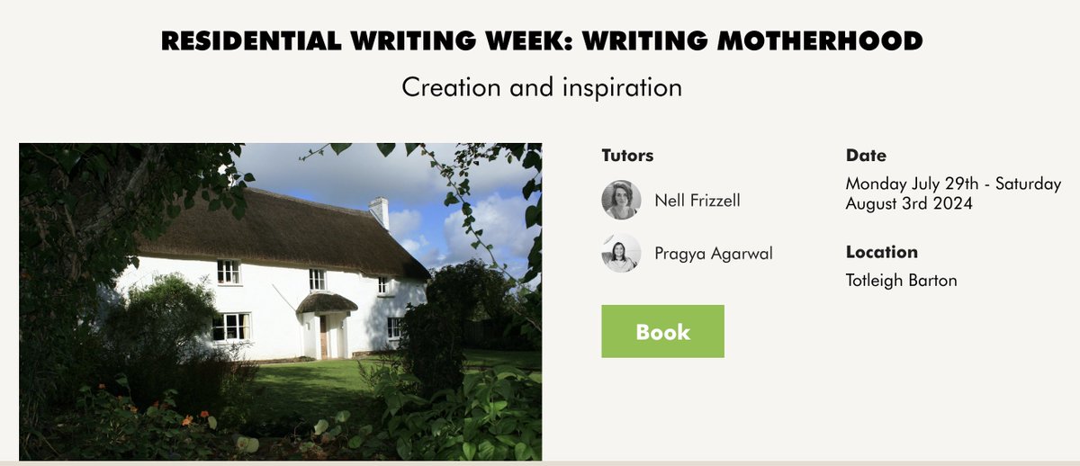 How do we write about some of the most intense experiences of our life, about our own bodies, and about the ambivalences and conflicts? I am teaching a course on writing motherhood for @arvon at the inspiring Totleigh Barton from 29 Jul-2 Aug along with the brilliant