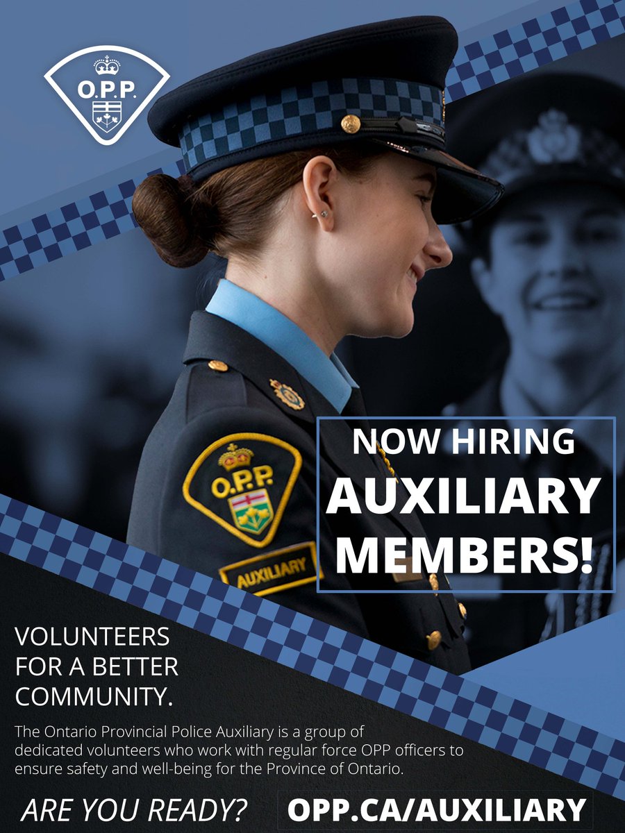OPP_NER's tweet photo. #AlmaguinHighlandsOPP is actively recruiting for the #OPPAuxiliaryUnit. Two information sessions will be held on April 19th at 7:00 p.m. and April 20th at 10:00 a.m. at the Almaguin Highlands OPP detachment. For more information, go to https://t.co/pNqZ3KfHmO . ^mt https://t.co/IQGiKDJBYm
