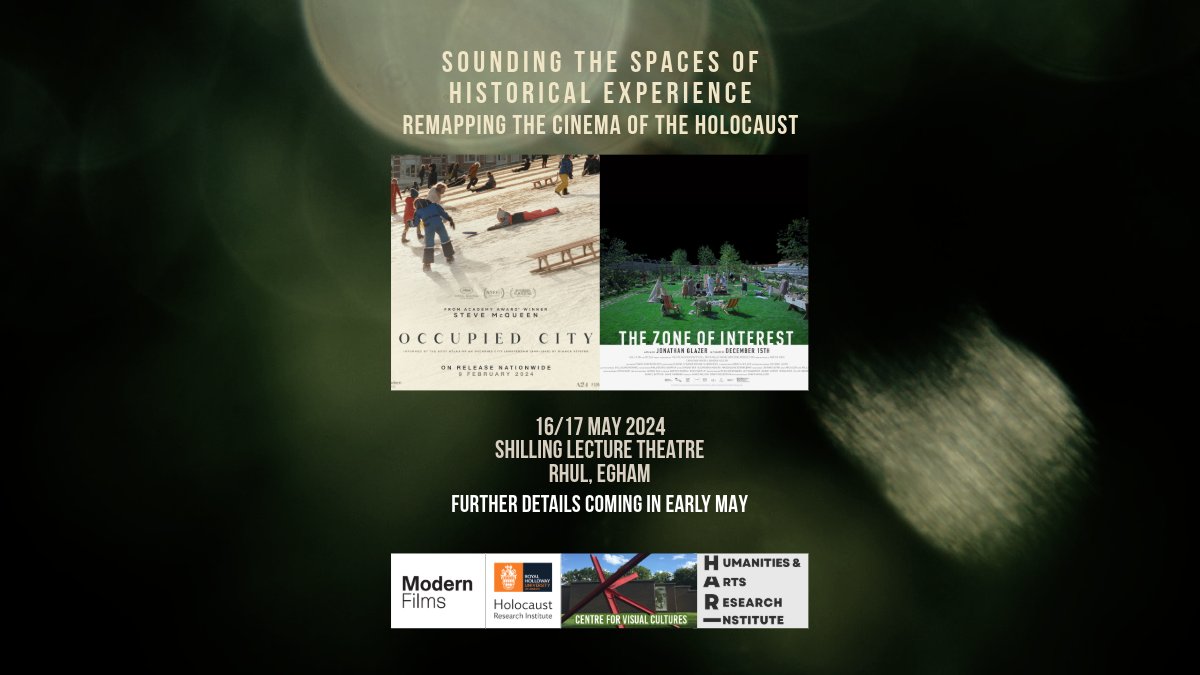 Save the date - 16 & 17 May - for a symposium on the Cinema of the Holocaust and film screenings of Occupied City and The Zone of Interest. More details to follow!