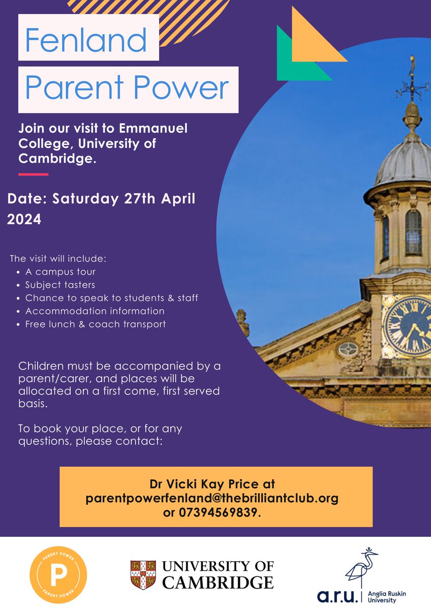 FenlandParentPower (@fenlandpp) on Twitter photo We're off to <a href="/EmmaCambridge/">Emmanuel College, Cambridge</a> later this month! 
Are you a parent/carer of a child 11-18 in Fenland interested in coming with us? Get in touch!⬇️ We're off to <a href="/EmmaCambridge/">Emmanuel College, Cambridge</a> later this month! 
Are you a parent/carer of a child 11-18 in Fenland interested in coming with us? Get in touch!⬇️