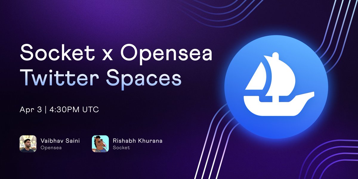 This week @opensea went cross chain, bringing a seamless way to purchase NFTs across chains! Tune in to learn all about the feature & the Socket magic under the hood ⚡️ RSVP here: twitter.com/i/spaces/1BdxY…