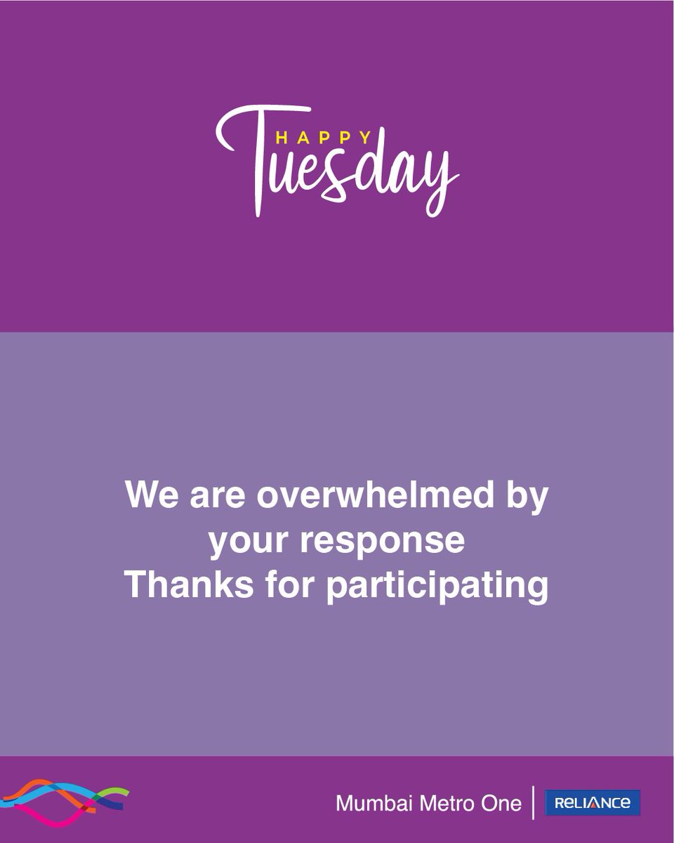 Thank you for participating. First 75 correct entries & 75 winners via draw have been rewarded. Follow us to participate & win every Tuesday. #Contestalert #winprizes #HappyTuesday #congratulations #mumbaimetro