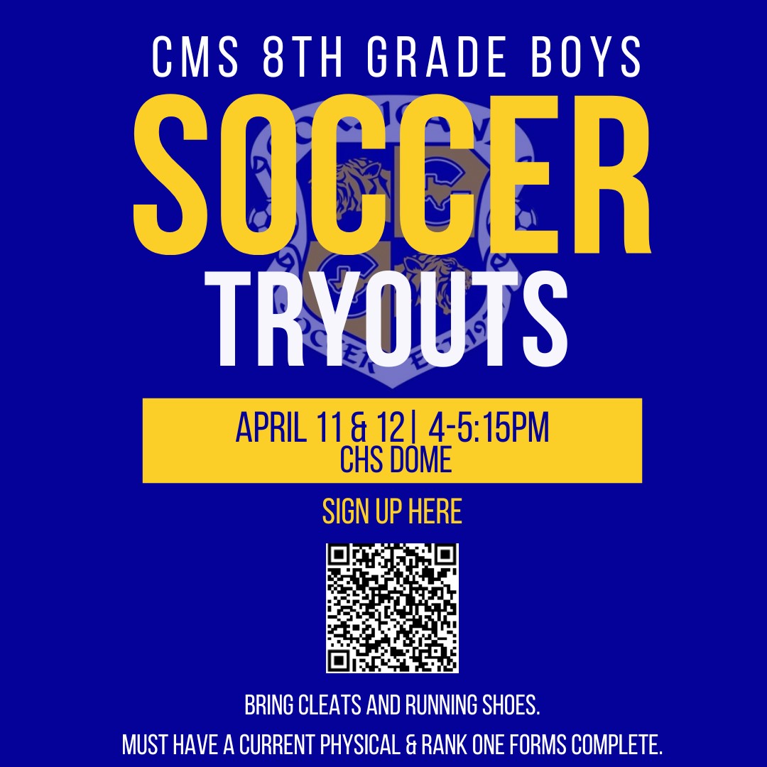 Middle school tryouts are next week! Make sure to scan the QR code and fill out the form if you are trying out. You must have a current physical and passed the last 9 weeks to tryout. #CanaBoys