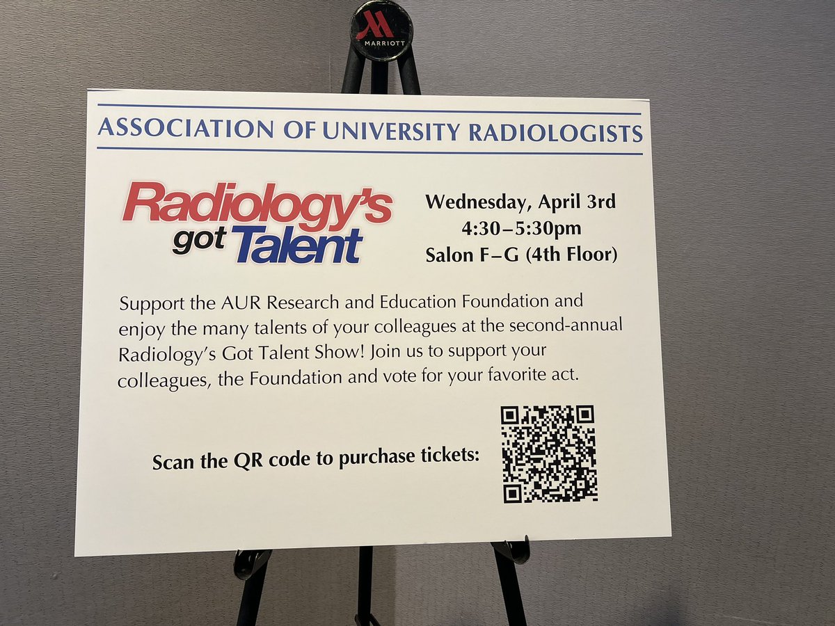Radiology’s Got Talent! Today at 4:30! All ticket proceeds support the AUR Research & Education Foundation. aur.org/donate @AURtweet #AUR24 #radiologysgottalent