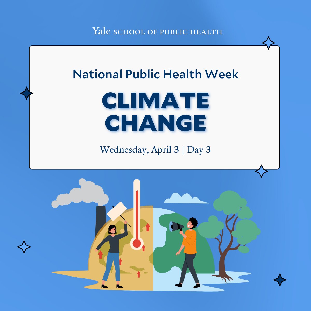 Today’s #NPHW theme, Climate Change 🌎, is one of the most pressing threats to human health that we face today. Here's how you can act now: ️️️➡️ Utilize public transportation ️️️➡️ Minimize unecessary purchases Learn more at sph.yale.edu/nphw @PublicHealth