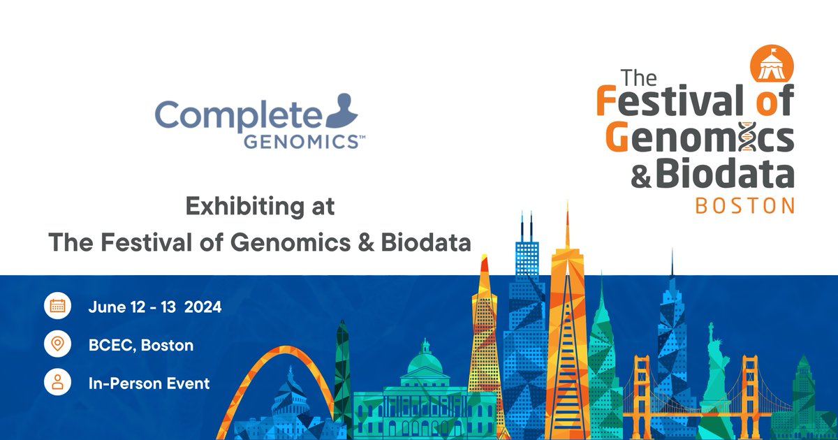 We can’t wait to welcome @CompleteGenomic as exhibitors at The Festival of Genomics & Biodata in Boston 2024! Secure your place now: hubs.la/Q02r1vYn0 #FOGBoston #NGS