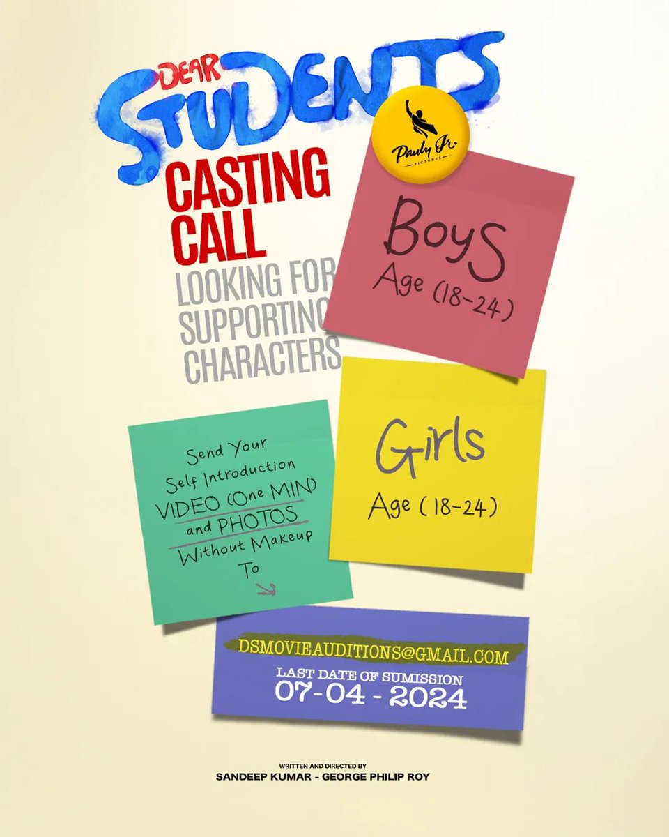 Casting Call !!!
#dearstudents #malayalammovie #nivinpauly