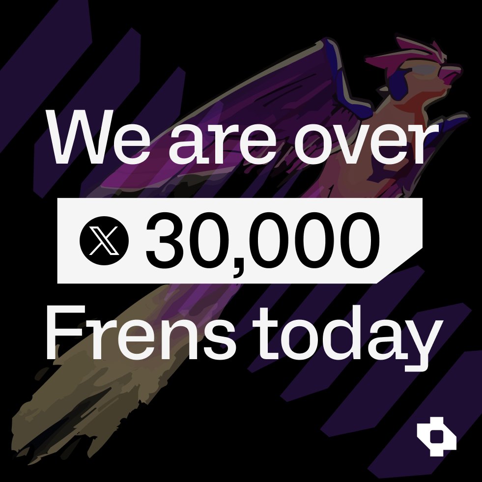 The community continues to flourish! Today, we proudly announce that we have over 30,000 frens on X🤯💕. We are incredibly grateful to have each and every one of you with us. Let's keep building together!