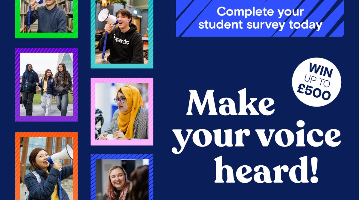 📣 There's still time to complete your student survey! We want to know what's working and what could be improved at the University - so we can act on your feedback. So find your voice, and take part today: studentsurvey.canterbury.ac.uk