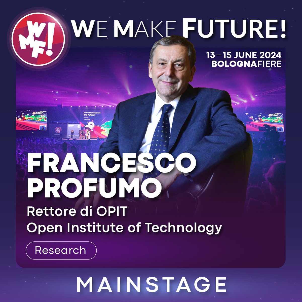Al #WMF2024 Francesco Profumo, Rettore di OPIT ed ex Ministro dell’Istruzione, ci parlerà di lavoro e competenze, e di come come l'Italia si stia trasformando nell'era digitale. bit.ly/WMF2024_Mainst… #WeMakeFuture, dal 13 al 15 giugno, BolognaFiere.