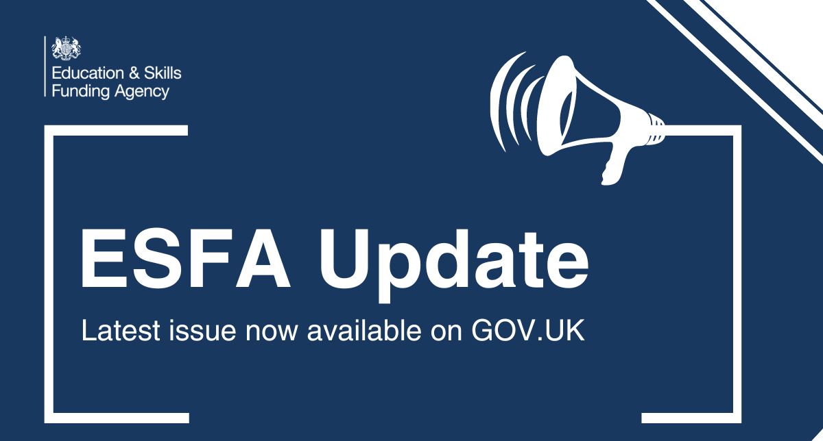 We've published the latest information for #academies, #colleges, further education #providers, and #localauthorities including information on early career framework (ECF) backfill payments and ESFA funded, adult skills fund (ASF). Read ESFA Update: gov.uk/government/pub…