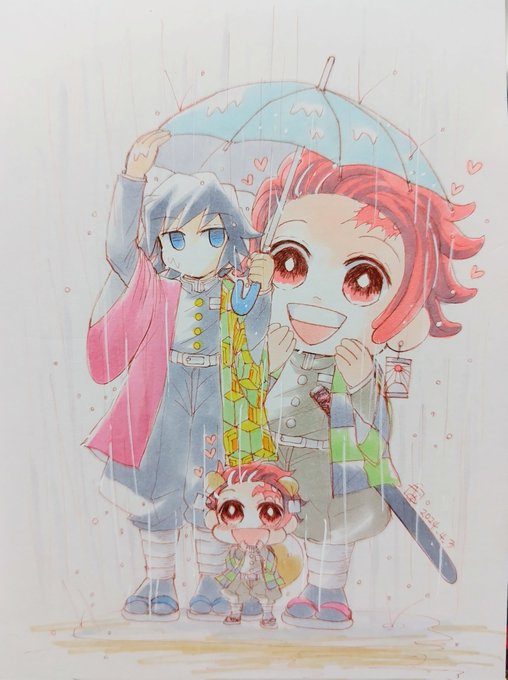 雨に濡れないように、傘を傾けてくれるぎゆしゃんが大好きでしゅー 