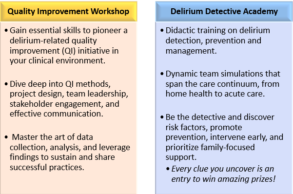 Join us for the #ADS24SAC Preconference featuring two immersive workshop tracks: The Delirium Detective Academy and The Quality Improvement Workshop. 
Don't miss out on this opportunity to enhance your approach to delirium care and secure your spot at the ADS Preconference.