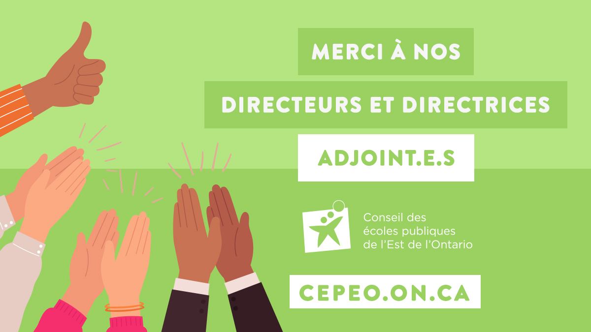 En cette Journée nationale des directions et directions adjointes, nous aimerions remercier celles du CEPEO pour leur appui, leurs approches novatrices et leur engagement auprès de nos communautés scolaires! Merci! 😊👏