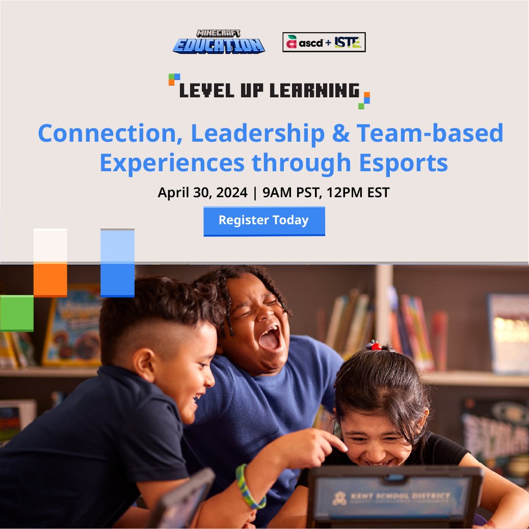 💡Listen in as @NYCSchools leaders share insights into creating a district-wide Minecraft #esports competition! 🎮 Don't miss this webinar by #MinecraftEdu, @ISTEofficial, and @ASCD . 🚀 👉🏽Register now at msft.it/6012cvlTM #LevelUpLearning #FreePD #EdTech